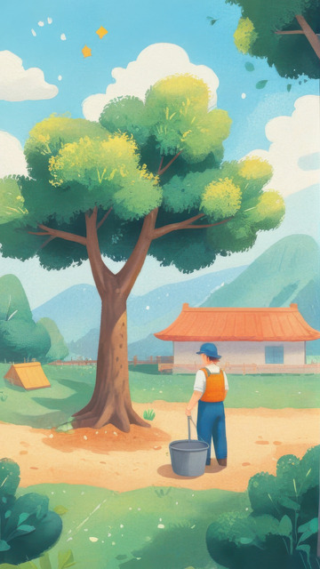 2D劳动节农业农民AI插画海报背景图片素9