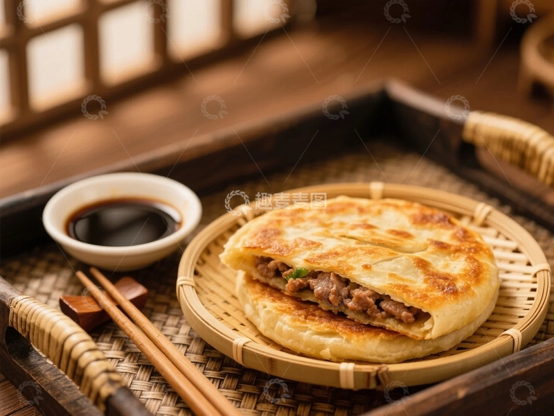 高清大图下载【趣麦麦图】烙的金黄酥脆的肉饼2