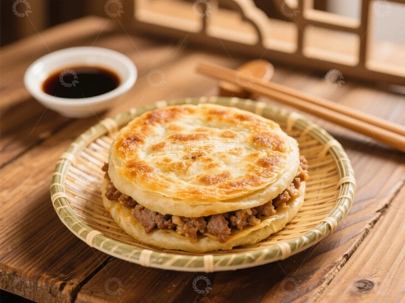 高清大图下载【趣麦麦图】烙的金黄酥脆的肉饼