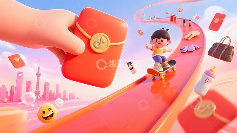 高清大图下载【趣麦麦图】618年终大促背景2