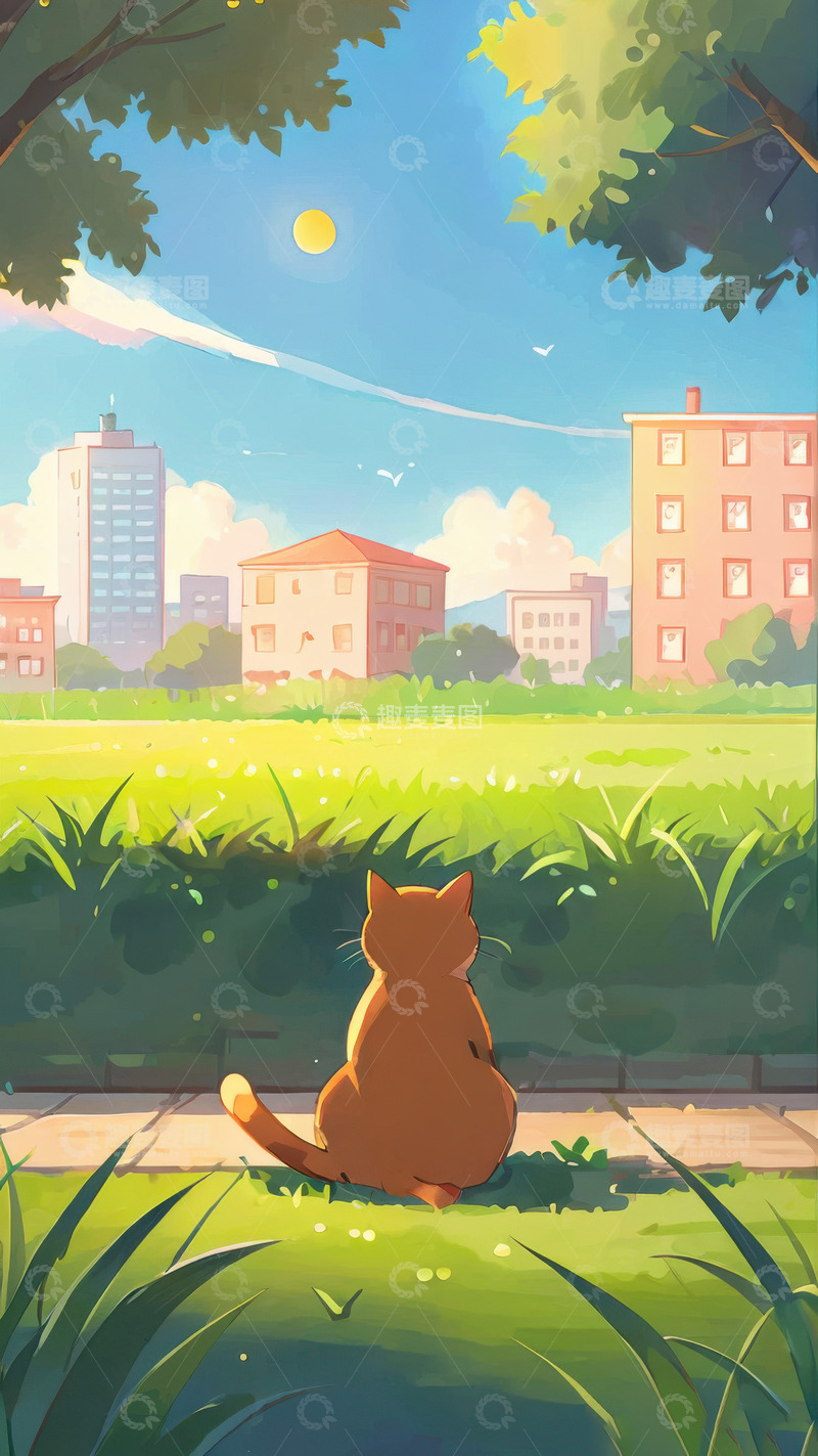 高清大图下载【趣麦麦图】2D春季户外郊游AI插画海报背景图片素材