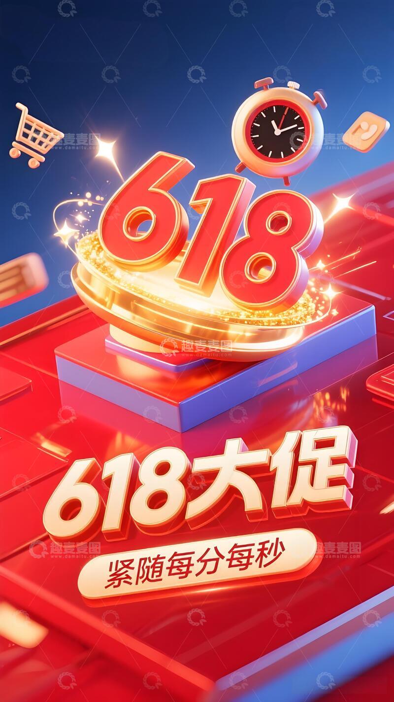 高清大图下载【趣麦麦图】618年终大促背景