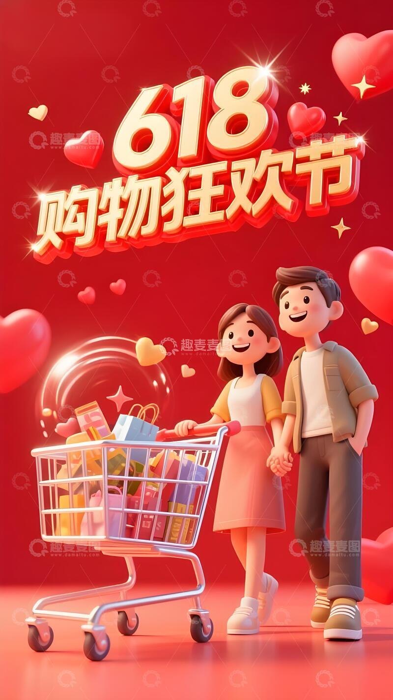 高清大图下载【趣麦麦图】618年终大促背景3