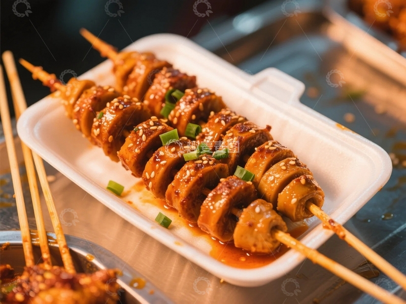 高清大图下载【趣麦麦图】路边摊美食烤面筋3