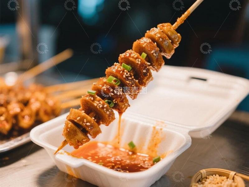 高清大图下载【趣麦麦图】路边摊美食烤面筋1