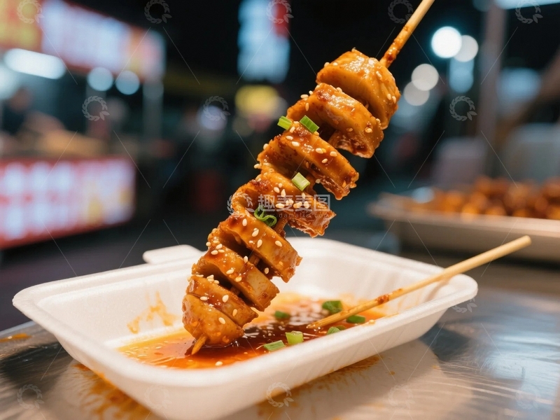 高清大图下载【趣麦麦图】路边摊美食烤面筋2