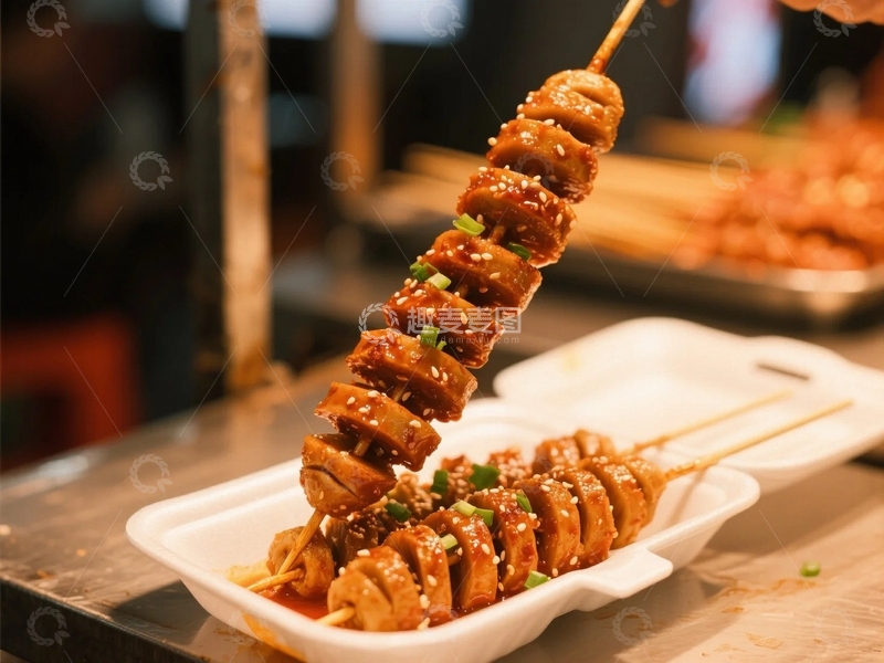 高清大图下载【趣麦麦图】路边摊美食烤面筋