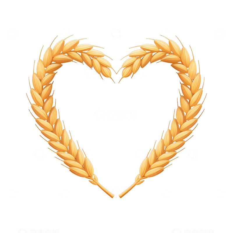 高清大图下载【趣麦麦图】金色麦穗心形装饰设计