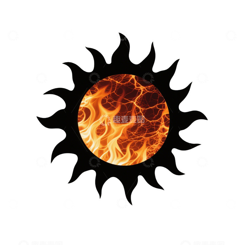 高清大图下载【趣麦麦图】带火焰元素的太阳插画