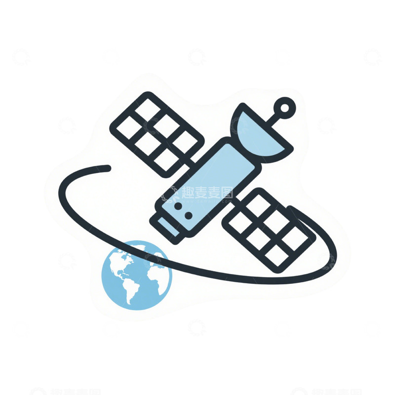 高清大图下载【趣麦麦图】卫星绕地球图形设计