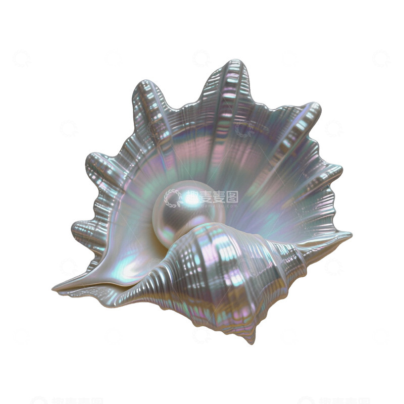 高清大图下载【趣麦麦图】珍珠与贝壳光泽质感的海洋元素作品