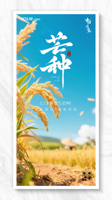 简约24节气芒种节气海报