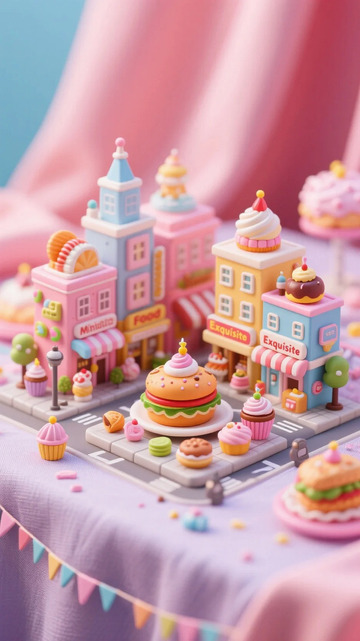 黏土风模型美食街3