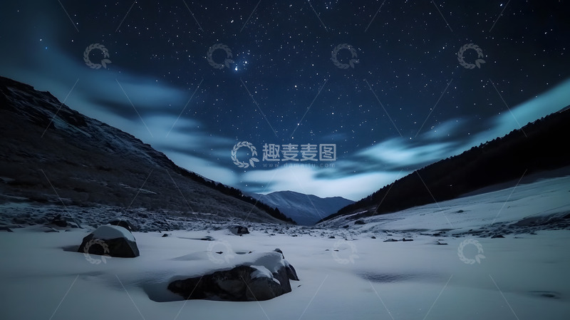 高清大图下载【趣麦麦图】雪地上的夜空3