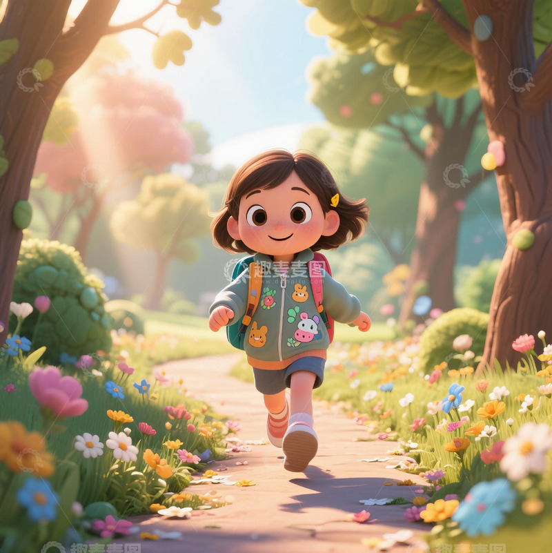高清大图下载【趣麦麦图】春天里的小女孩