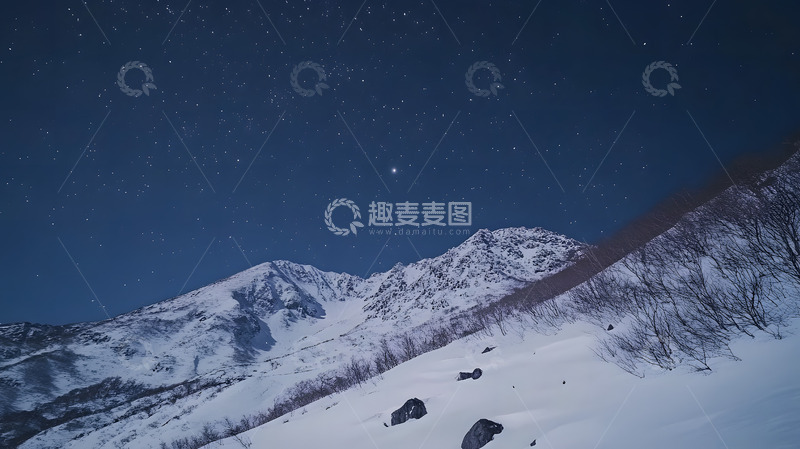 高清大图下载【趣麦麦图】雪地上的夜空1