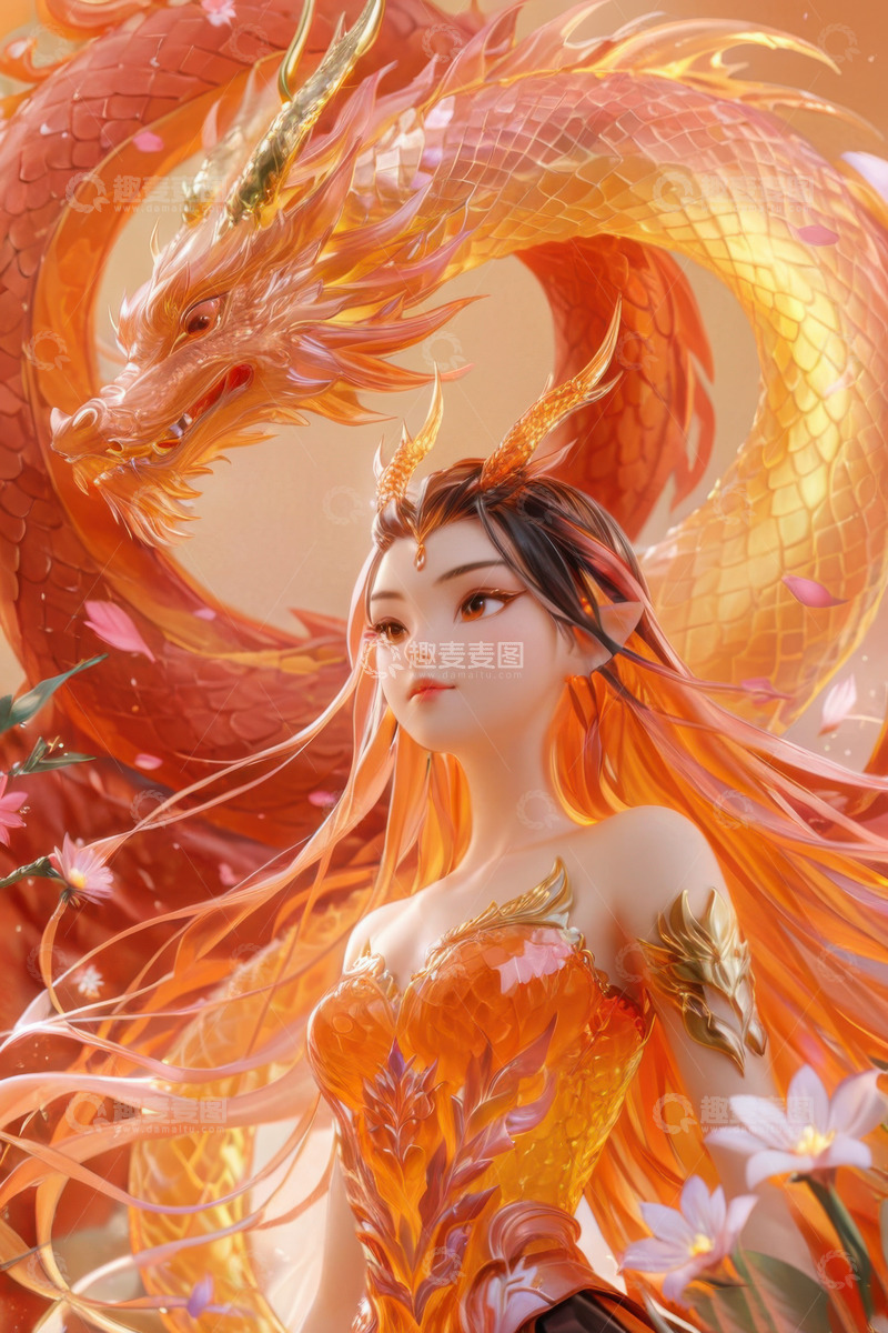 高清大图下载【趣麦麦图】蓝色美艳西海龙王敖闰&zwnj;&zwnj;AI插画海报背景7