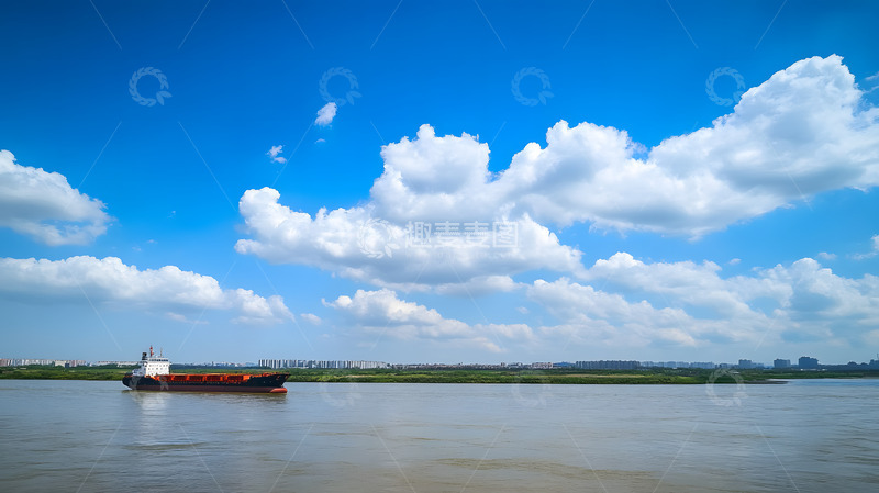 高清大图下载【趣麦麦图】晴空下的长江河流1