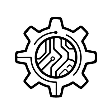 简约线条风格齿轮与电路图案设计