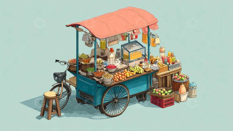 高清大图下载【趣麦麦图】手绘  地摊  经济3