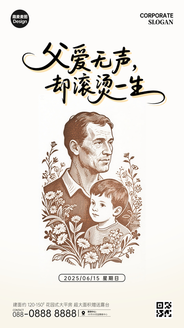 父亲节海报竖屏父子亲情温馨2