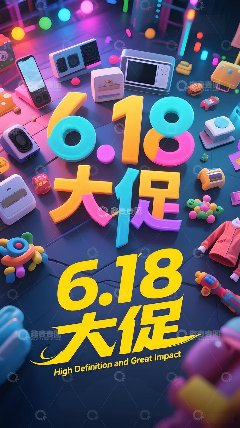 高清大图下载【趣麦麦图】618年终大促背景33