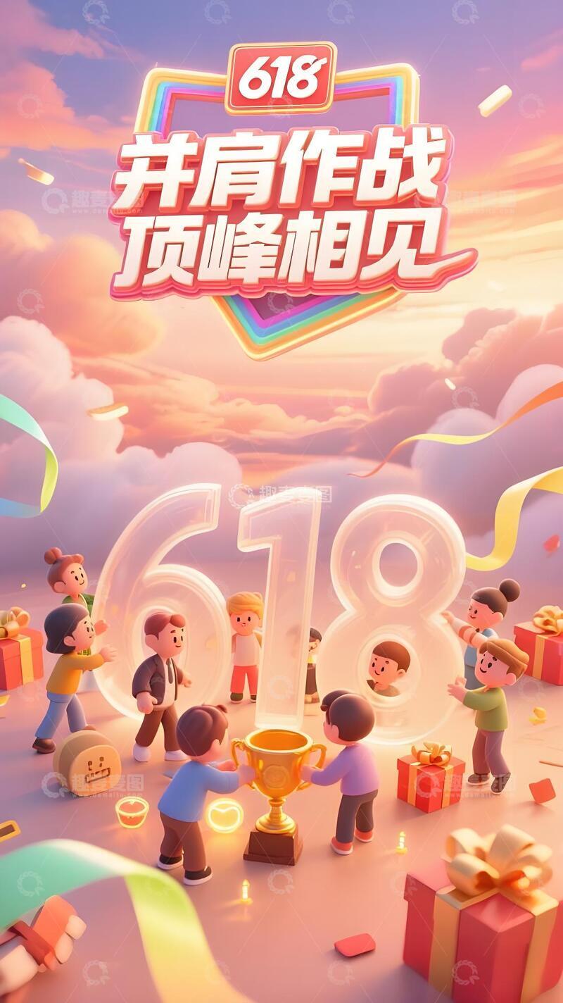 高清大图下载【趣麦麦图】618年终大促背景42