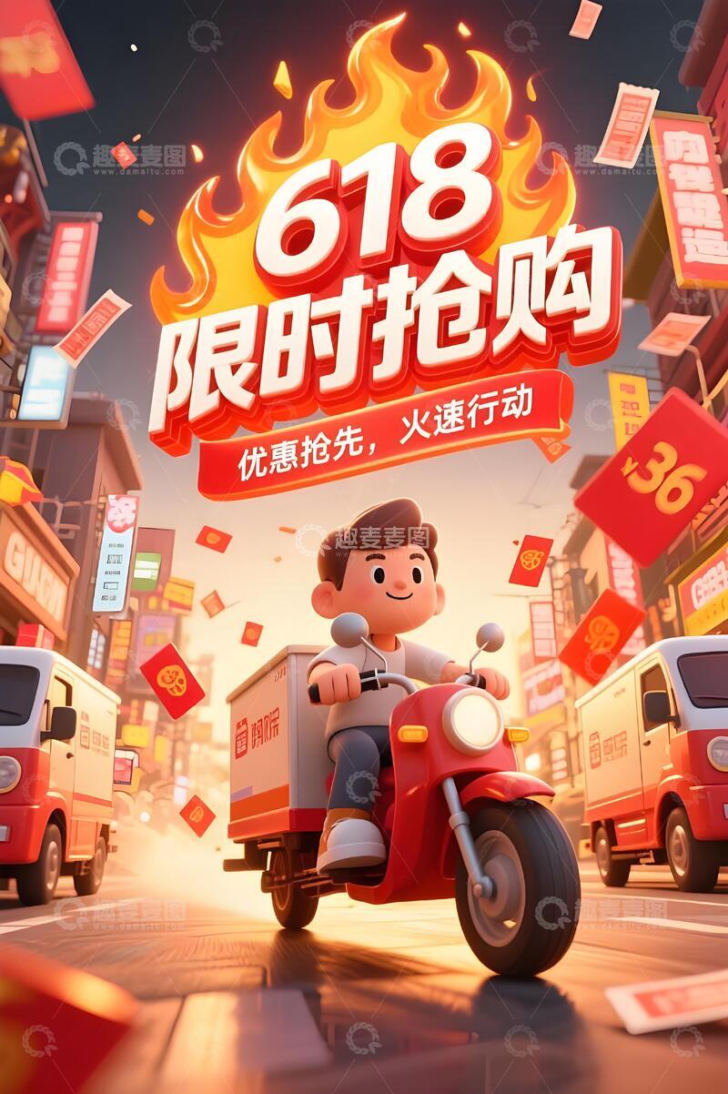 高清大图下载【趣麦麦图】618年终大促背景35