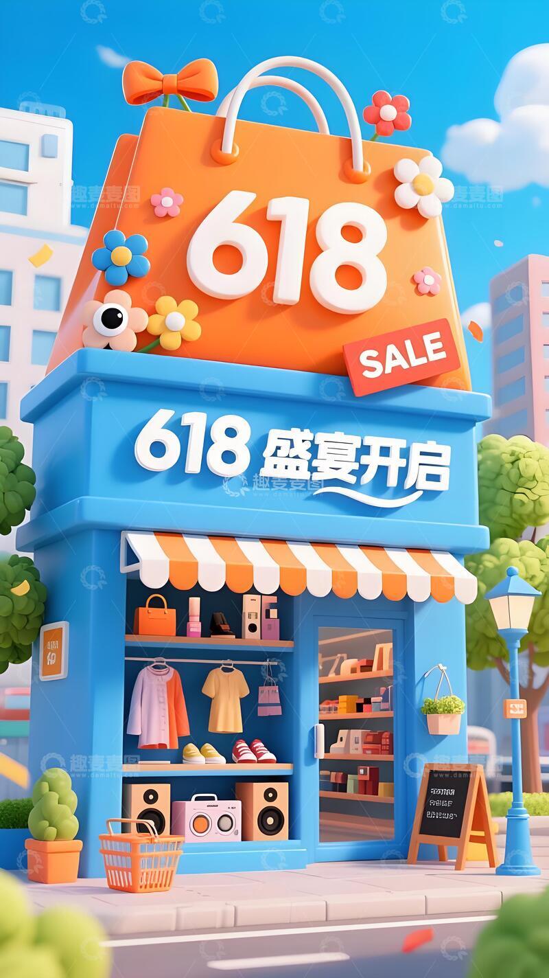 高清大图下载【趣麦麦图】618年终大促背景52