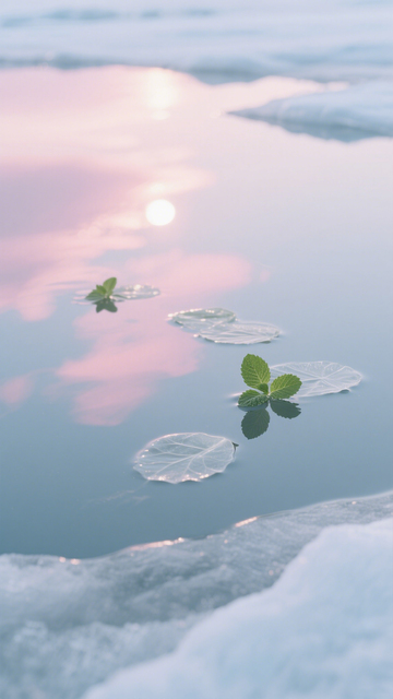 冰面植物光影图