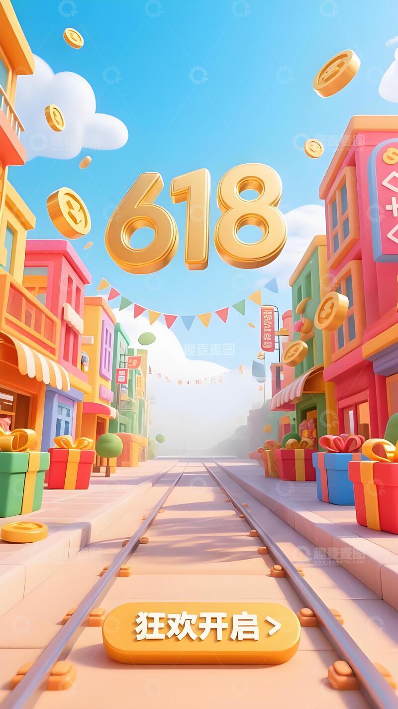 高清大图下载【趣麦麦图】618年终大促背景20