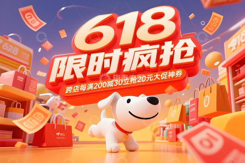 高清大图下载【趣麦麦图】618年终大促背景27