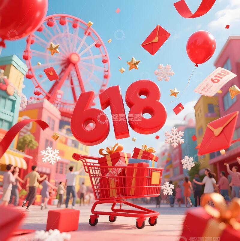 高清大图下载【趣麦麦图】618年终大促背景26