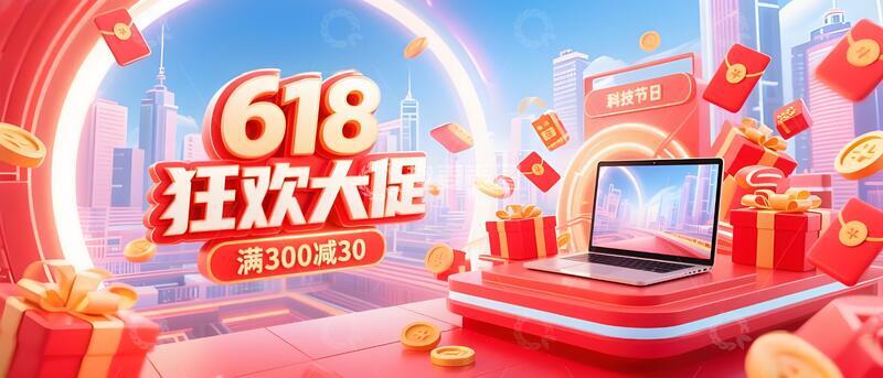 高清大图下载【趣麦麦图】618年终大促背景50