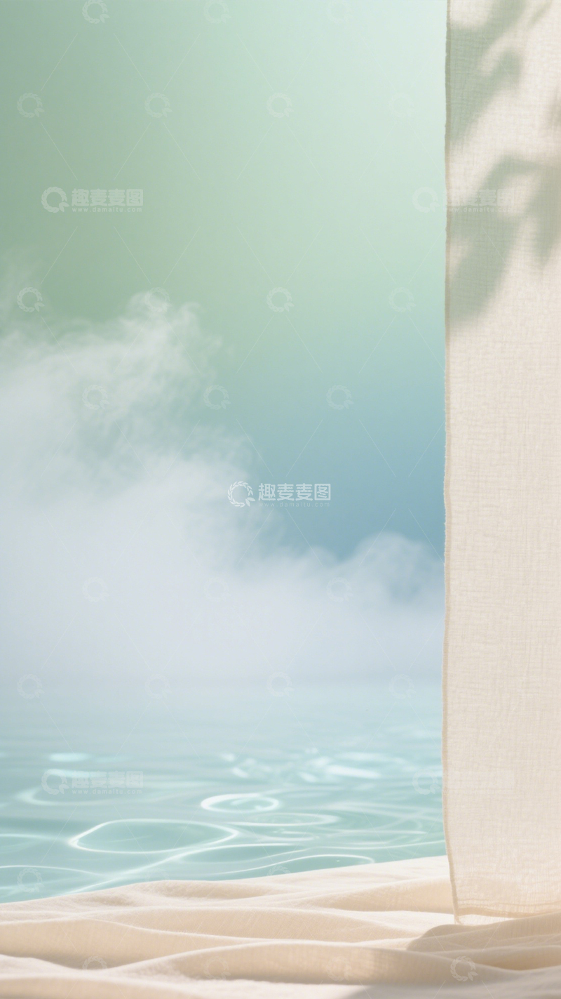 高清大图下载【趣麦麦图】布帘水雾清新水景图