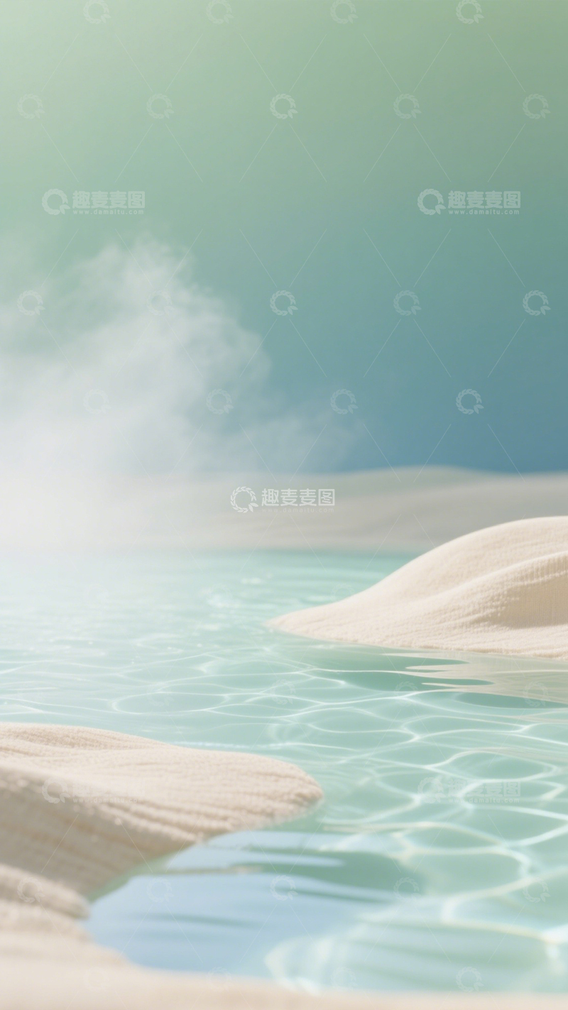 高清大图下载【趣麦麦图】布帘水雾朦胧水景图