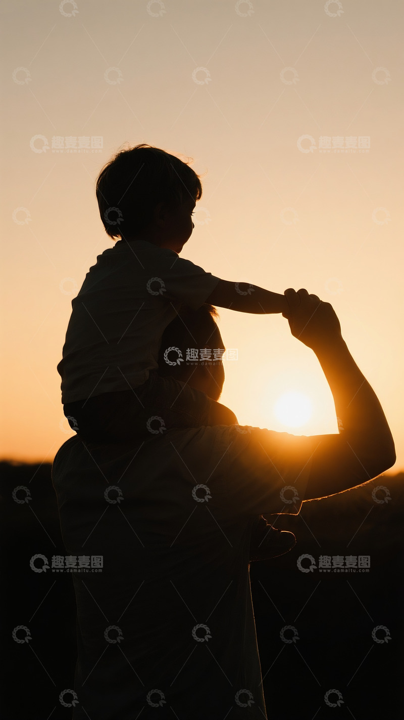高清大图下载【趣麦麦图】父子背影素材摄影图1