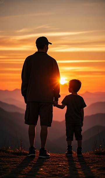 父子背影素材摄影图2