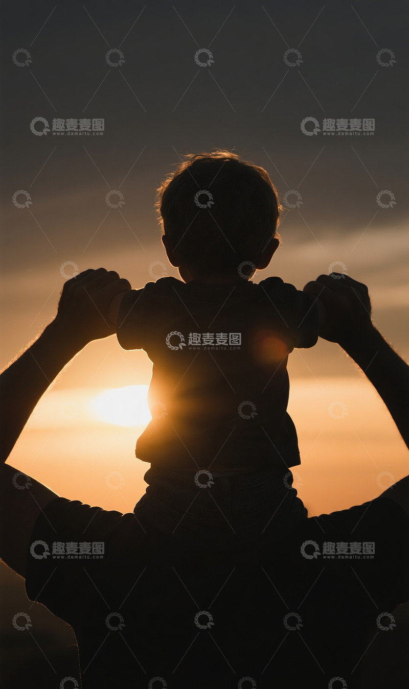 高清大图下载【趣麦麦图】父子背影素材摄影图