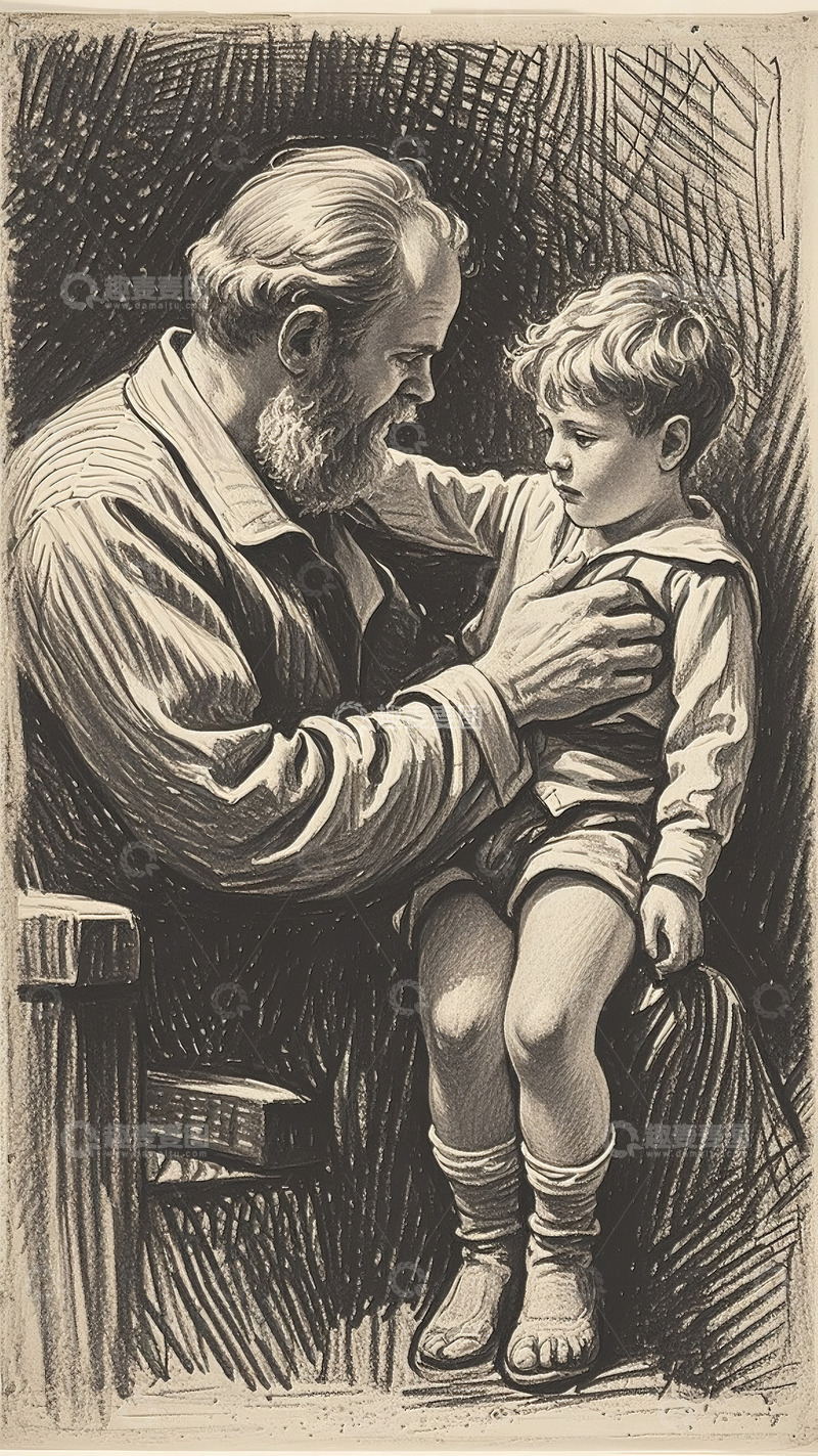 高清大图下载【趣麦麦图】父亲节海报背景父子的温馨场景9