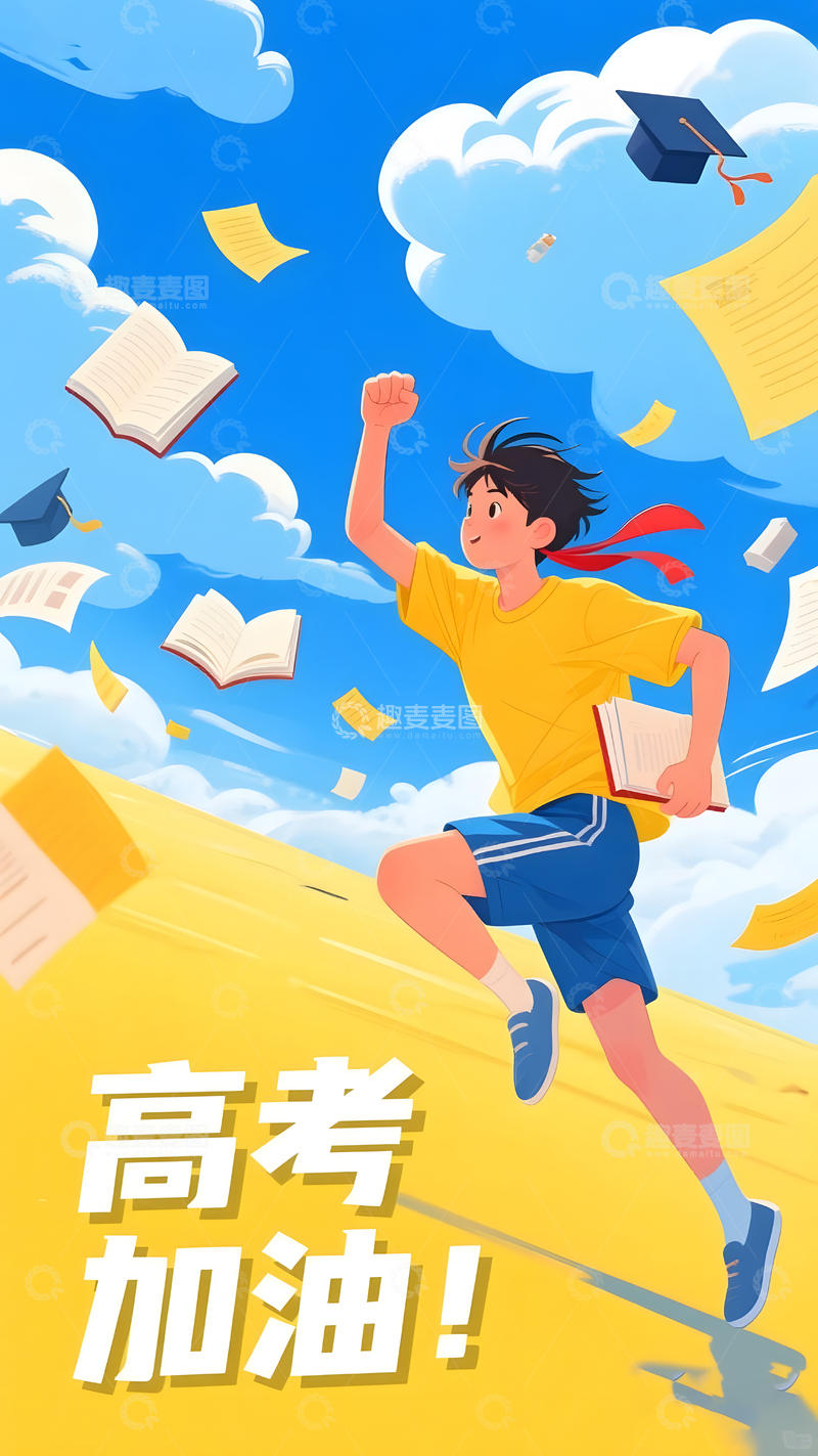 高清大图下载【趣麦麦图】高考助威加油卡通人物海报3