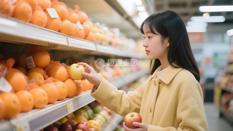 高清大图下载【趣麦麦图】超市里挑选水果的人3