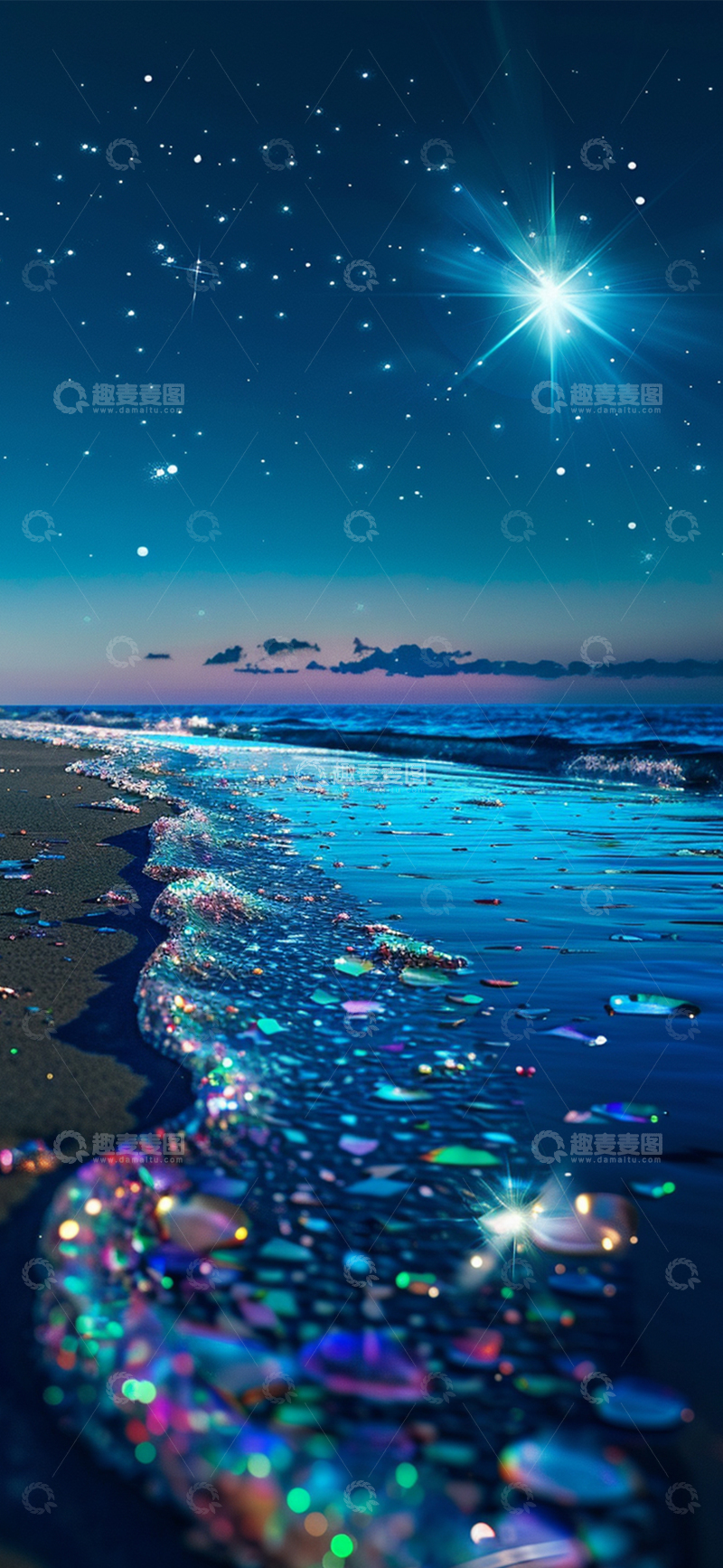 高清大图下载【趣麦麦图】沙滩海洋星空壁纸6