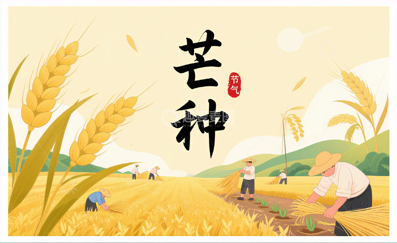 高清大图下载【趣麦麦图】芒种节气海报2