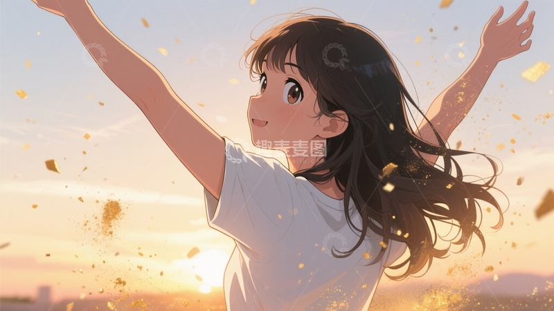 高清大图下载【趣麦麦图】夕阳下的少女壁纸