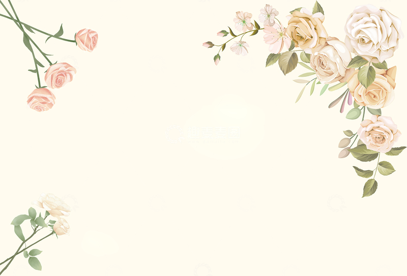 高清大图下载【趣麦麦图】粉色小清新手绘桃花背景