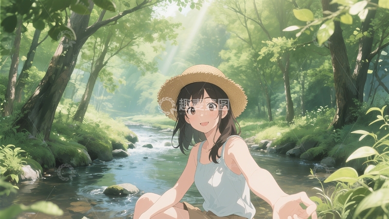 高清大图下载【趣麦麦图】在河边自拍的少女壁纸