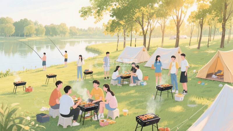 高清大图下载【趣麦麦图】野炊  烧烤  垂钓2