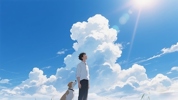 牵着小狗少年壁纸