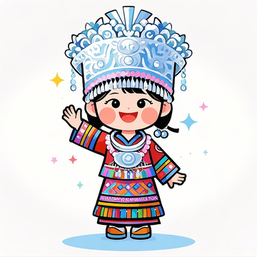 Q版卡通苗族小女孩